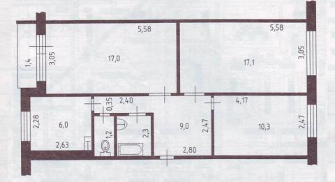 Старая московская планировка 3 комнатная в 5 этажном доме